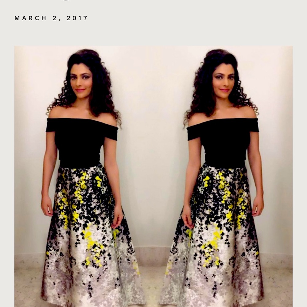 Theia off shoulder gorgeous gown